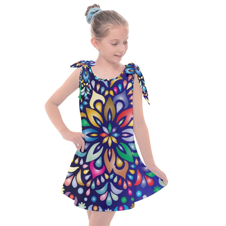 Leafs and Floral Kids  Tie Up Tunic Dress