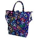 Leafs and Floral Buckle Top Tote Bag View1