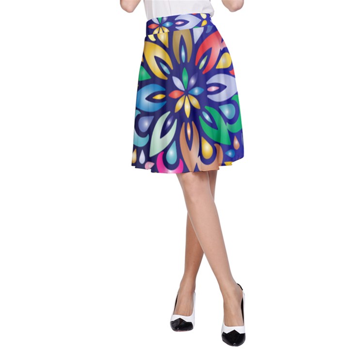 Leafs and Floral A-Line Skirt