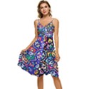 Leafs and Floral Sleeveless Tie Front Chiffon Dress View1