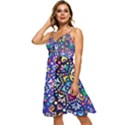 Leafs and Floral Sleeveless Tie Front Chiffon Dress View2