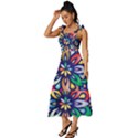 Leafs and Floral Tie-Strap Tiered Midi Chiffon Dress View2