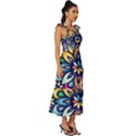 Leafs and Floral Tie-Strap Tiered Midi Chiffon Dress View3