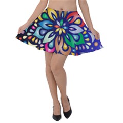 Leafs And Floral Velvet Skater Skirt by BellaVistaTshirt02