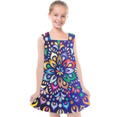 Leafs And Floral Kids  Cross Back Dress by BellaVistaTshirt02