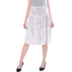 Birds Seamless Pattern Purple Midi Beach Skirt by ConteMonfrey