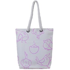 Birds Seamless Pattern Purple Full Print Rope Handle Tote (small) by ConteMonfrey