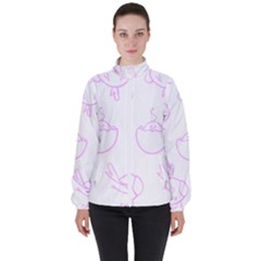 Birds Seamless Pattern Purple Women s High Neck Windbreaker by ConteMonfrey