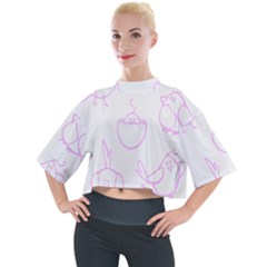 Birds Seamless Pattern Purple Mock Neck Tee by ConteMonfrey