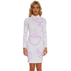 Birds Seamless Pattern Purple Long Sleeve Shirt Collar Bodycon Dress by ConteMonfrey