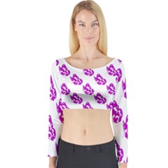 Purple Butterflies On Their Own Way  Long Sleeve Crop Top by ConteMonfrey