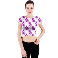 Purple Butterflies On Their Own Way  Crew Neck Crop Top by ConteMonfrey