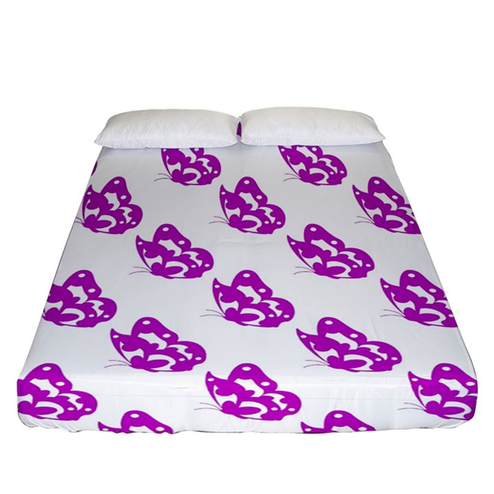 Purple Butterflies On Their Own Way  Fitted Sheet (California King Size)