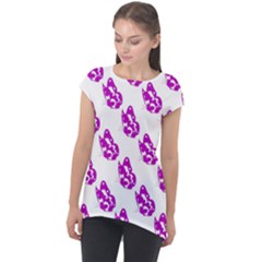 Purple Butterflies On Their Own Way  Cap Sleeve High Low Top by ConteMonfrey