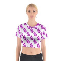 Purple Butterflies On Their Own Way  Cotton Crop Top by ConteMonfrey