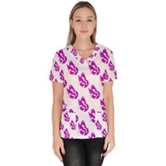 Purple Butterflies On Their Own Way  Women s V-neck Scrub Top by ConteMonfrey