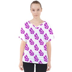 Purple Butterflies On Their Own Way  V-neck Dolman Drape Top by ConteMonfrey