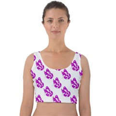 Purple Butterflies On Their Own Way  Velvet Crop Top by ConteMonfrey