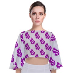 Purple Butterflies On Their Own Way  Tie Back Butterfly Sleeve Chiffon Top by ConteMonfrey