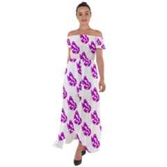 Purple Butterflies On Their Own Way  Off Shoulder Open Front Chiffon Dress by ConteMonfrey