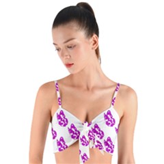 Purple Butterflies On Their Own Way  Woven Tie Front Bralet by ConteMonfrey