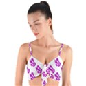 Purple Butterflies On Their Own Way  Woven Tie Front Bralet View1