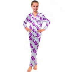 Purple Butterflies On Their Own Way  Kid s Satin Long Sleeve Pajamas Set by ConteMonfrey