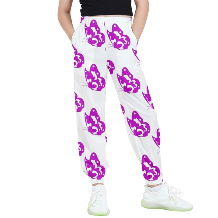 Purple Butterflies On Their Own Way  Kids  Elastic Waist Pants