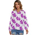 Purple Butterflies On Their Own Way  Women s Long Sleeve Button Down Shirt View1