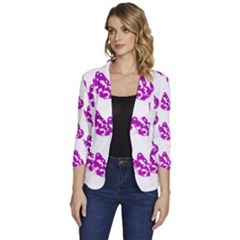 Purple Butterflies On Their Own Way  Women s One-button 3/4 Sleeve Short Jacket