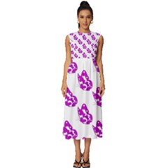 Purple Butterflies On Their Own Way  Sleeveless Round Neck Midi Dress by ConteMonfrey