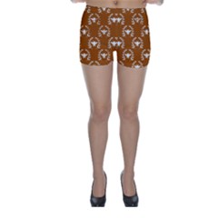 Brown Golden Bees Skinny Shorts by ConteMonfrey