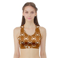 Brown Golden Bees Sports Bra With Border by ConteMonfrey