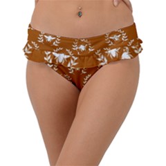 Brown Golden Bees Frill Bikini Bottoms by ConteMonfrey