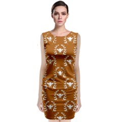 Brown Golden Bees Sleeveless Velvet Midi Dress by ConteMonfrey