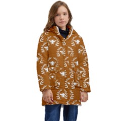 Brown Golden Bees Kid s Hooded Longline Puffer Jacket by ConteMonfrey