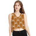 Brown Golden Bees V-Neck Cropped Tank Top View1