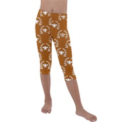 Brown Golden Bees Kids  Lightweight Velour Capri Leggings  by ConteMonfrey