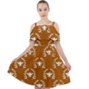 Brown Golden Bees Cut Out Shoulders Chiffon Dress View1