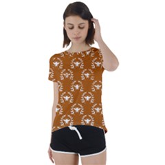 Brown Golden Bees Short Sleeve Open Back Tee by ConteMonfrey