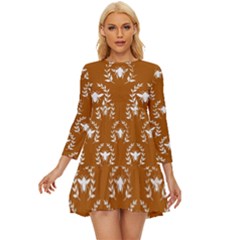 Brown Golden Bees Long Sleeve Babydoll Dress by ConteMonfrey