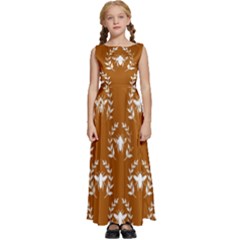 Brown Golden Bees Kids  Satin Sleeveless Maxi Dress by ConteMonfrey