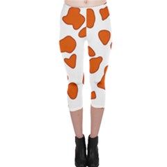 Orange Cow Dots Capri Leggings  by ConteMonfrey