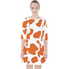 Orange Cow Dots Quarter Sleeve Pocket Dress by ConteMonfrey