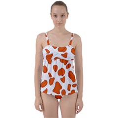 Orange Cow Dots Twist Front Tankini Set by ConteMonfrey