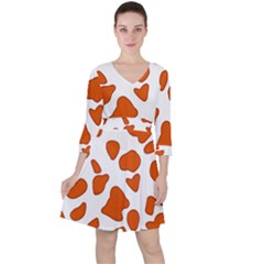 Orange Cow Dots Quarter Sleeve Ruffle Waist Dress by ConteMonfrey