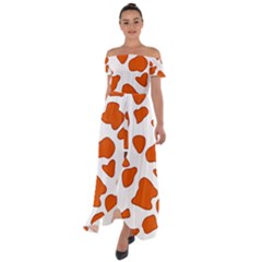 Orange Cow Dots Off Shoulder Open Front Chiffon Dress by ConteMonfrey