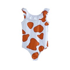 Orange Cow Dots Kids  Frill Swimsuit by ConteMonfrey