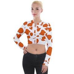 Orange Cow Dots Long Sleeve Cropped Velvet Jacket by ConteMonfrey