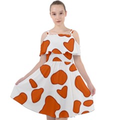 Orange Cow Dots Cut Out Shoulders Chiffon Dress by ConteMonfrey